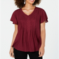 Blusa texturizada com mangas esvoaçantes estilo &amp; co feminina, tamanho Winestone, tamanho Petite S