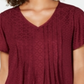 Blusa texturizada com mangas esvoaçantes estilo &amp; co feminina, tamanho Winestone, tamanho Petite S