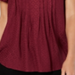 Blusa texturizada com mangas esvoaçantes estilo &amp; co feminina, tamanho Winestone, tamanho Petite S