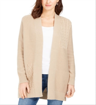 Cardigan feminino patchwork Charter Club marrom tamanho pequeno