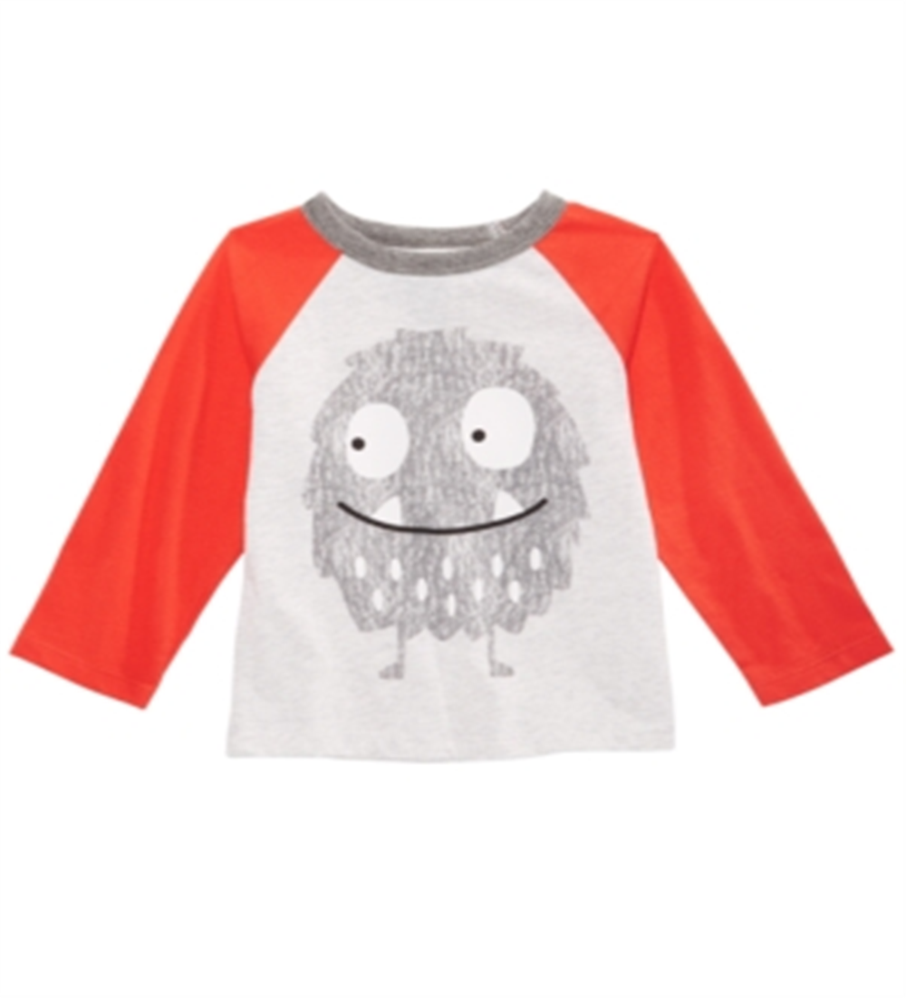 Camiseta infantil First Impressions com estampa de monstros para meninos, cinza, tamanho 3T