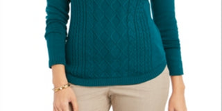 Suéter feminino Charter Club Cable verde tamanho XX-G