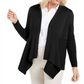 Cardigan feminino JM Collection com nervuras mistas e botões, preto, tamanho pequeno