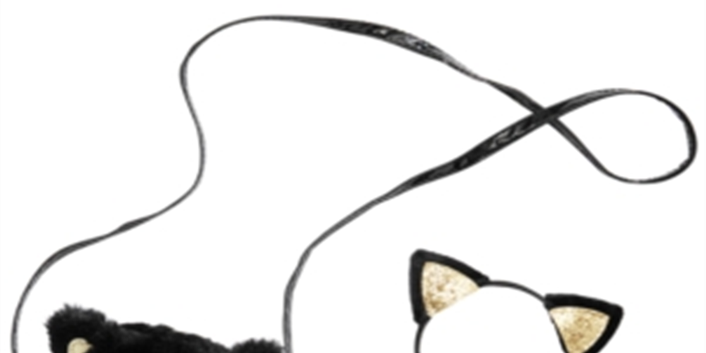 Conjunto de 2 peças de faixa de cabeça de gato e bolsa de pele sintética para meninas pequenas e grandes, tamanho preto, regular