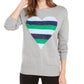 Suéter feminino metálico com estampa de coração Maison Jules, cinza, tamanho XS