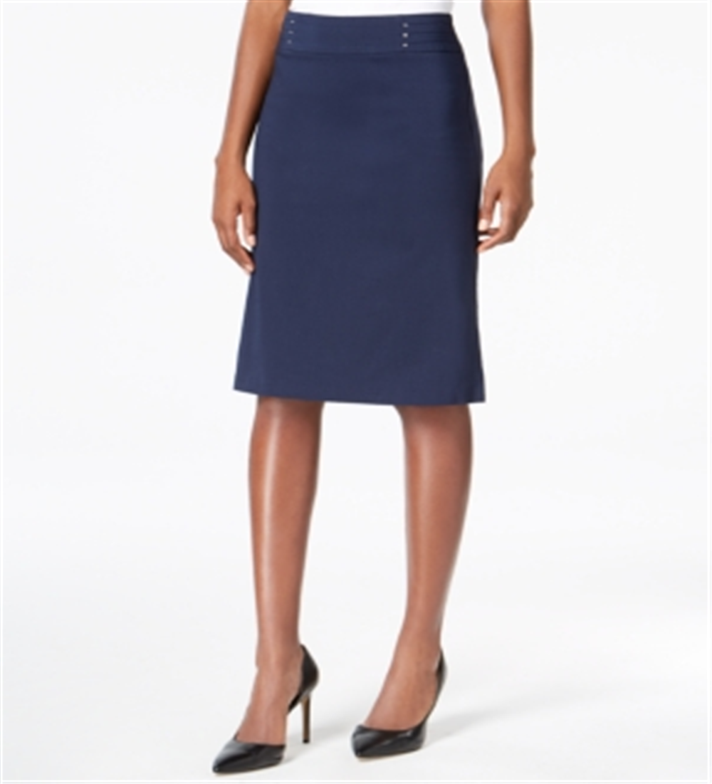 Saia feminina linha A com cintura rebitada JM Collection, azul, tamanho XX-G