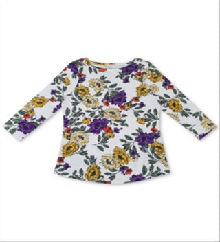 Blusa feminina com estampa floral Charter Club, branca, tamanho grande