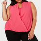 Blusa Alfani Plus Surplice Feminina Rosa Tamanho 0X