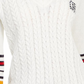 Tommy Hilfiger Suéter Feminino com Logo Bordado e Acabamento Contrastado, Branco, Tamanho X-S