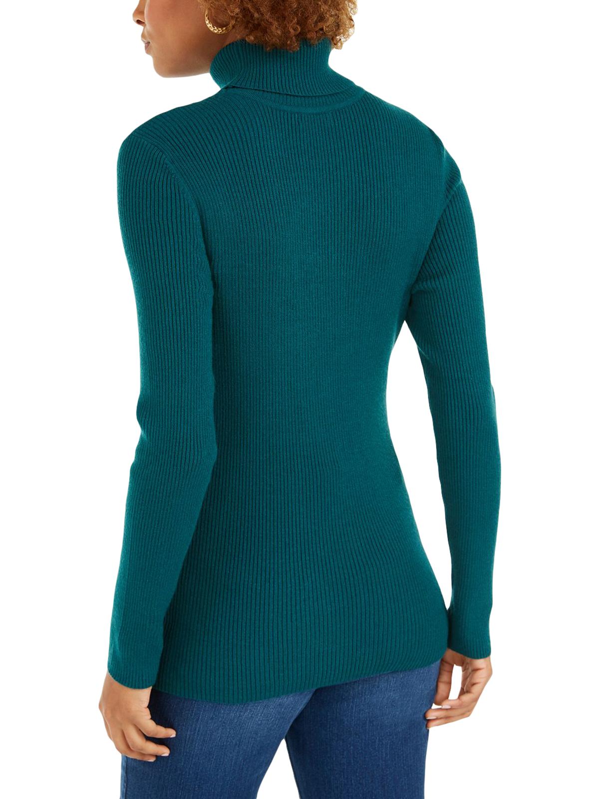 Blusa feminina listrada com gola alta e nervuras Style &amp; Co, verde, tamanho pequeno