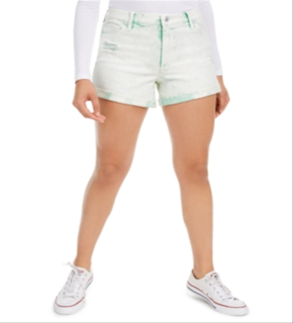 Shorts jeans desgastado infantil rosa da Celebrity, cor Minty Foam, tamanho 9