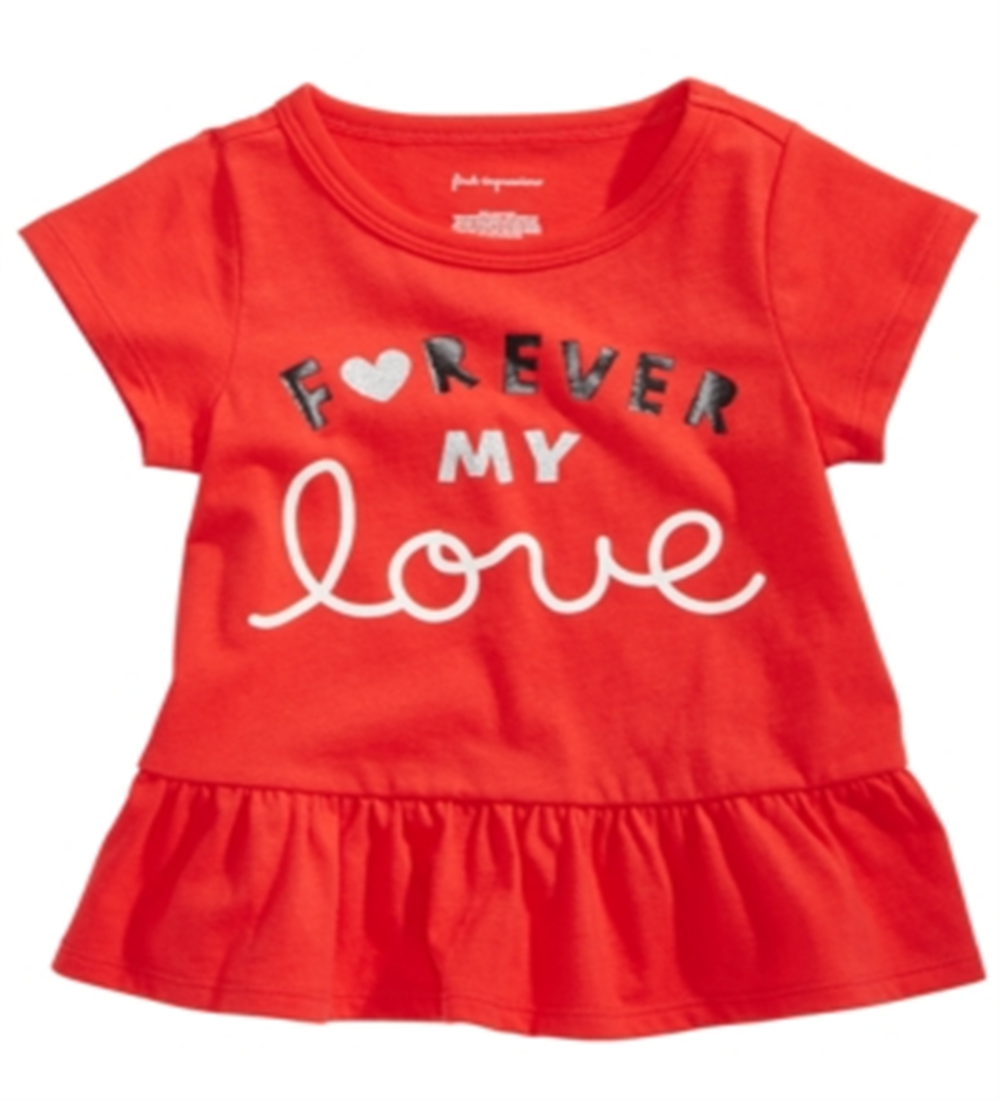 Camiseta de algodão estampada First Impressions Baby Girl's Forever, vermelha, tamanho 24 meses