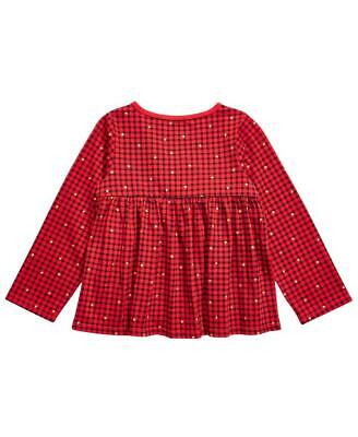 Camiseta xadrez de algodão manga longa com babados First Impressions para bebês meninas, tamanho 3-6 meses