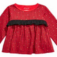 Camiseta xadrez de algodão manga longa com babados First Impressions para bebês meninas, tamanho 3-6 meses