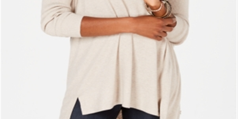 Túnica feminina com decote em V estilo &amp; co, marrom, tamanho PP