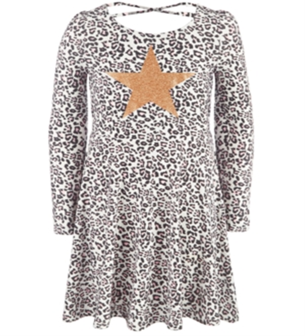 Vestido infantil feminino com estampa de leopardo da neve e coração, tamanho 4T, da Epic Threads