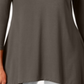 JM Collection Blusa feminina com decote em V e bainha em lenço, marrom, tamanho X-S