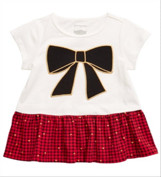 Camiseta infantil de algodão com estampa de laço First Impressions para meninas, tamanho 4T