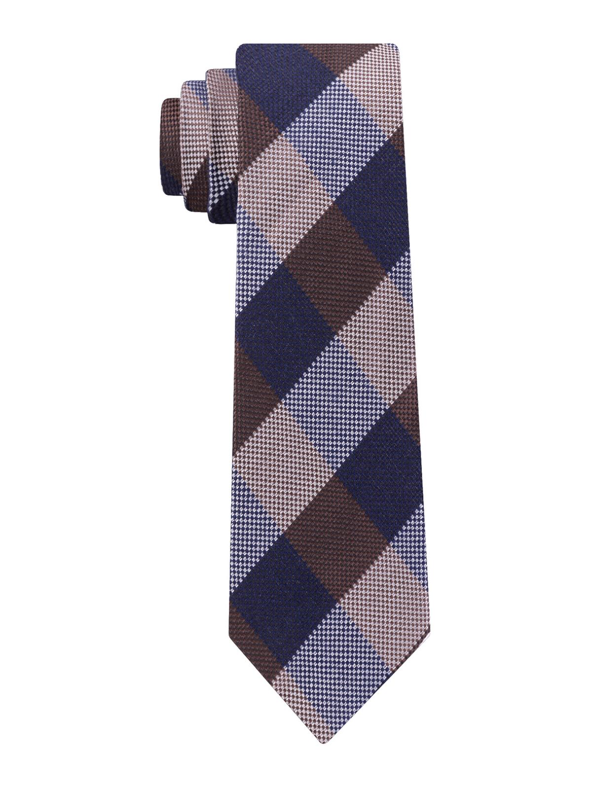 Gravata masculina Tommy Hilfiger com estampa xadrez e mistura de lã, marrom, tamanho regular