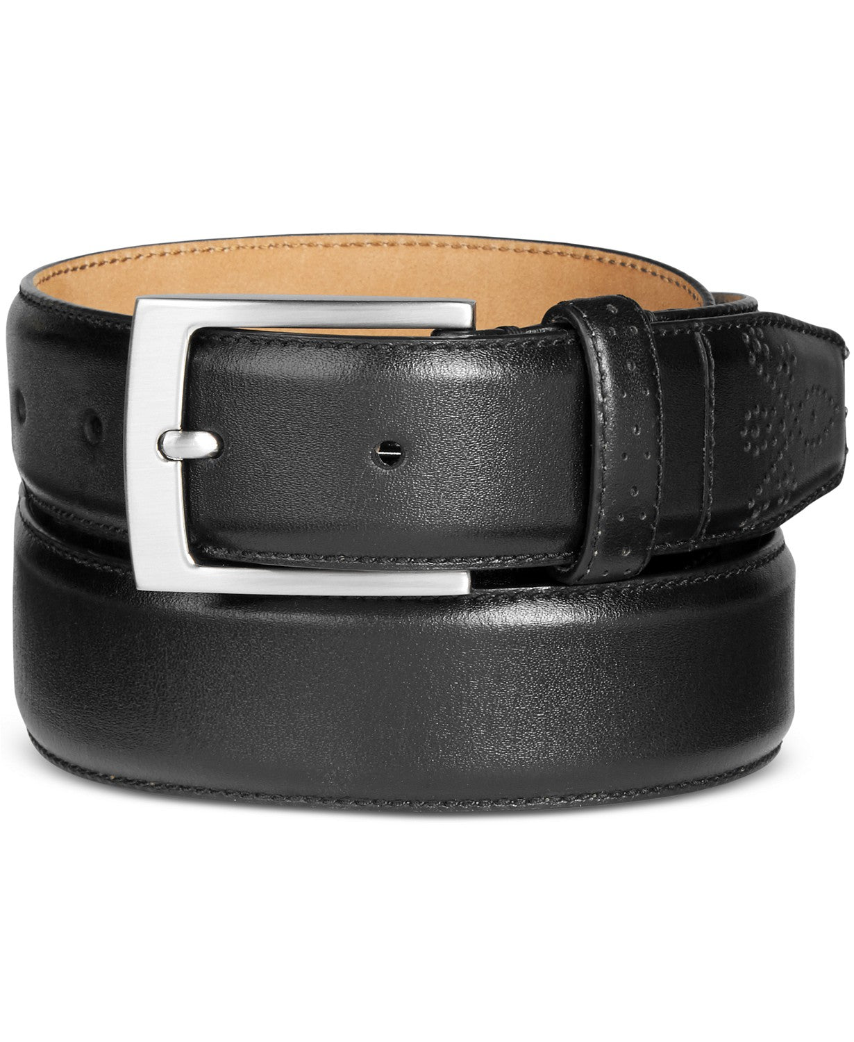 Cinto social masculino de couro com borda de pena Tasso Elba, preto, tamanho 40