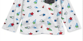 Camiseta infantil com estampa de estrela e bolso First Impressions para meninos, tamanho 3T, cinza