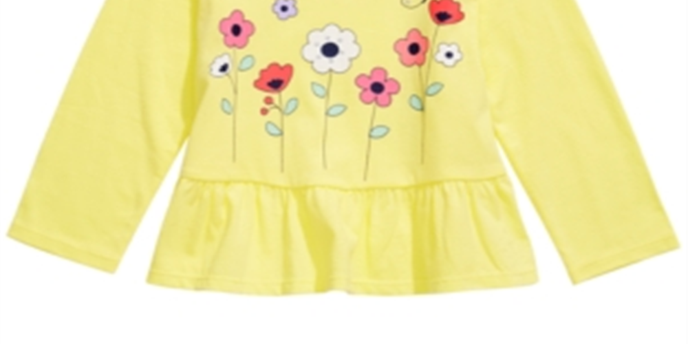 Camiseta infantil de algodão com estampa floral First Impressions para meninas, tamanho 12 meses, amarela