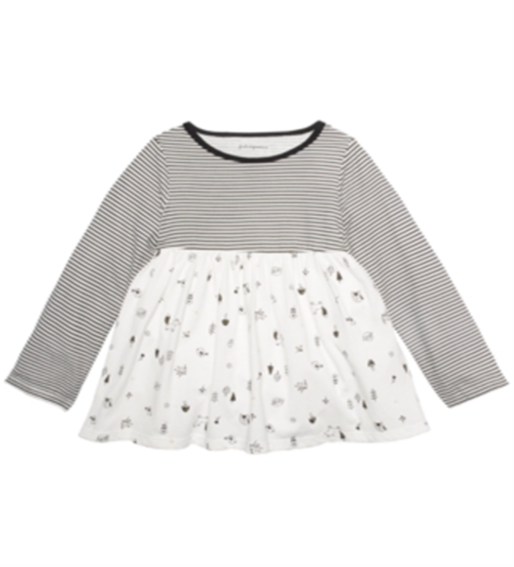 Túnica infantil de algodão com animais da floresta First Impressions para meninas, tamanho 4T, branca