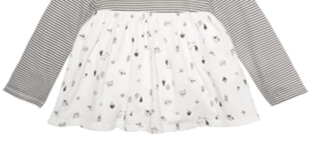 Túnica infantil de algodão com animais da floresta First Impressions para meninas, tamanho 4T, branca
