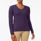 Karen Scott Suéter Feminino de Algodão com Malha Canelada Roxo Tamanho Pequeno Médio