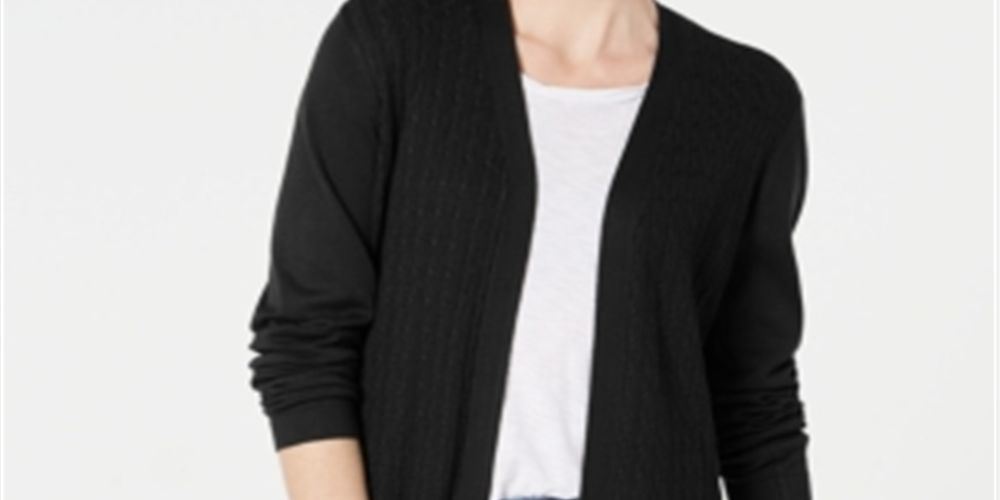 Karen Scott Cardigan Feminino Frente Aberta Preto Tamanho XS