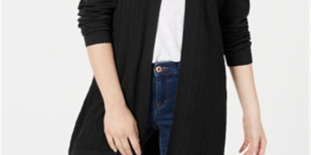 Karen Scott Cardigan Feminino Frente Aberta Preto Tamanho XS