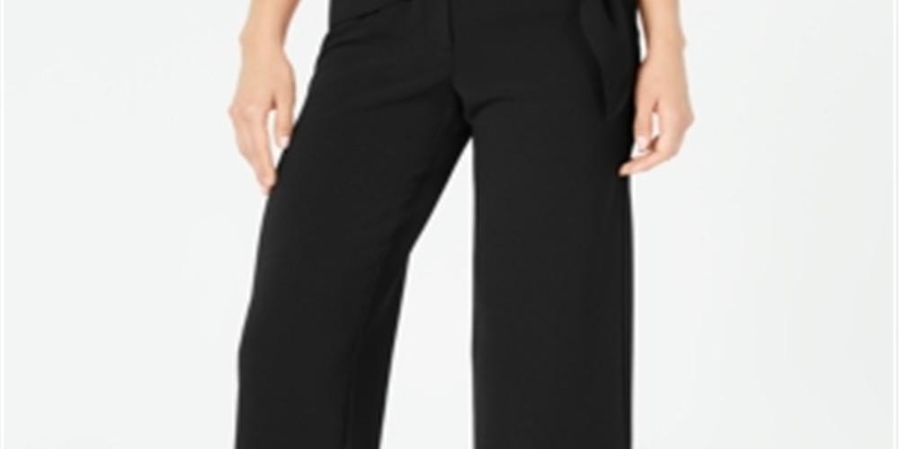 Calças curtas Alfani femininas com cinto e pretas, tamanho 16, pequena