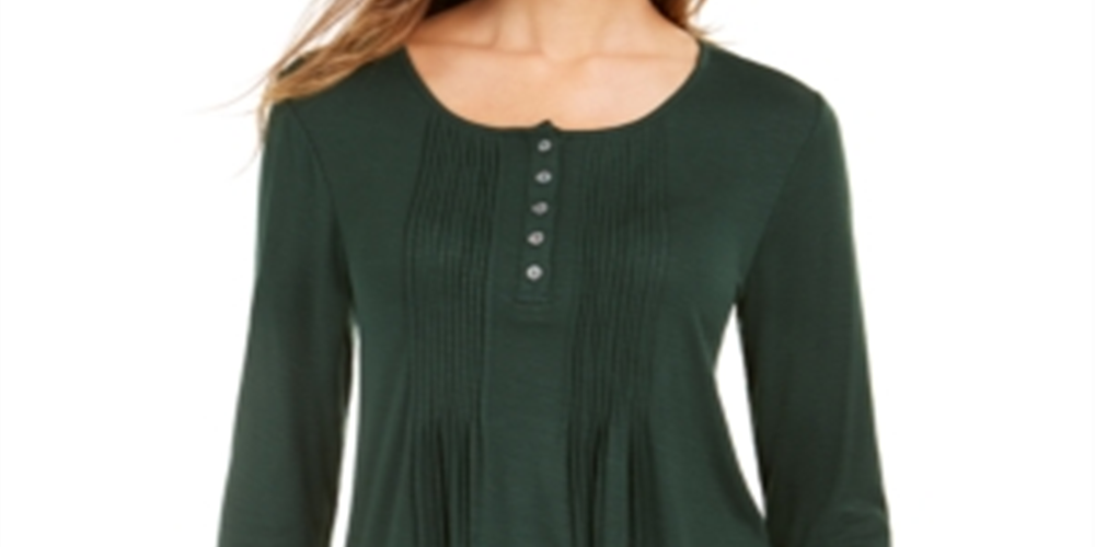 Blusa Pintuck Feminina Style &amp; Co Verde Tamanho Pequeno P