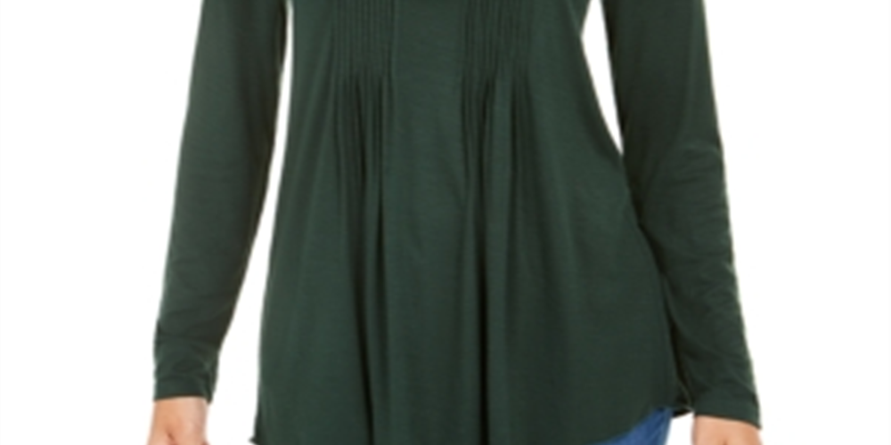 Blusa Pintuck Feminina Style &amp; Co Verde Tamanho Pequeno P