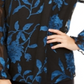Blusa feminina Alfani Velvet Burnout com manga transparente e estampa floral azul, tamanho médio