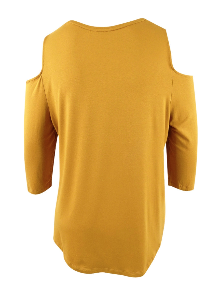 JM Collection Top feminino com ombros descobertos, amarelo, tamanho XX-G