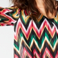 Blusa feminina com estampa de zigue-zague e manga sino, INC International Concepts, rosa, tamanho pequeno P