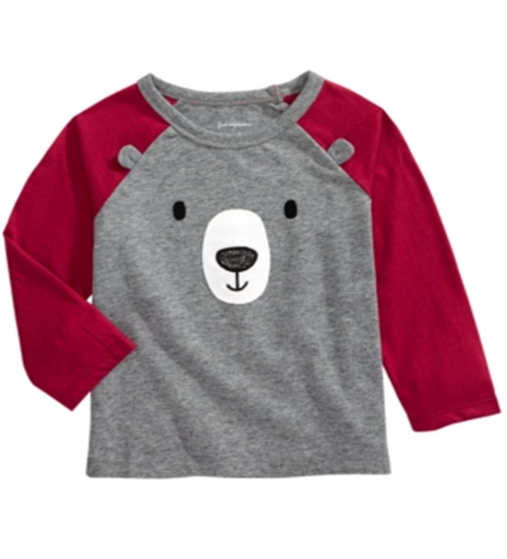 Camiseta infantil First Impressions Bear Face para meninos, cinza, tamanho 4T