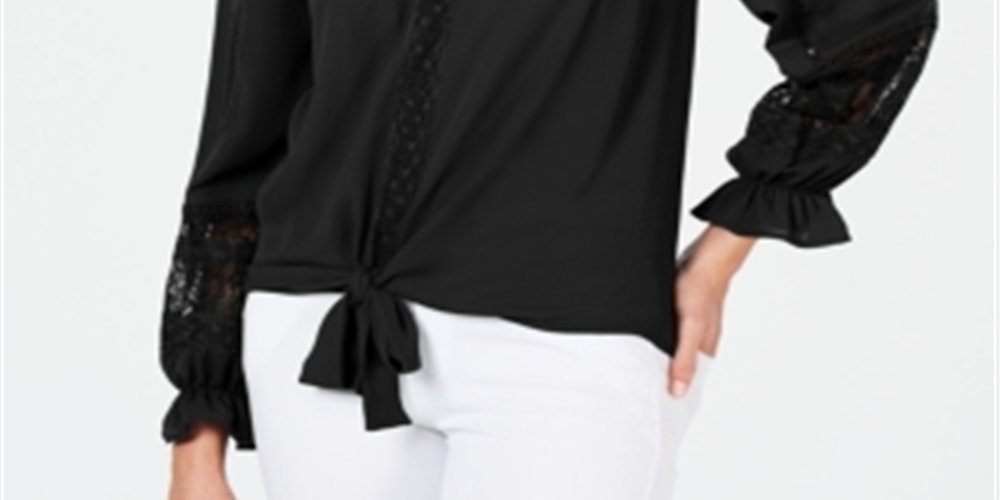 Blusa ombro a ombro feminina INC International Concepts, preta, tamanho grande