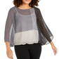 Blusa feminina Alfani com estampa de manga de anjo, preta, vários tamanhos, pequena P
