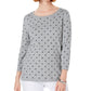 Karen Scott Suéter feminino estampado manga 3/4 cinza tamanho grande