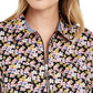 Blusa feminina Tommy Hilfiger com decote floral e zíper, rosa, tamanho pequeno