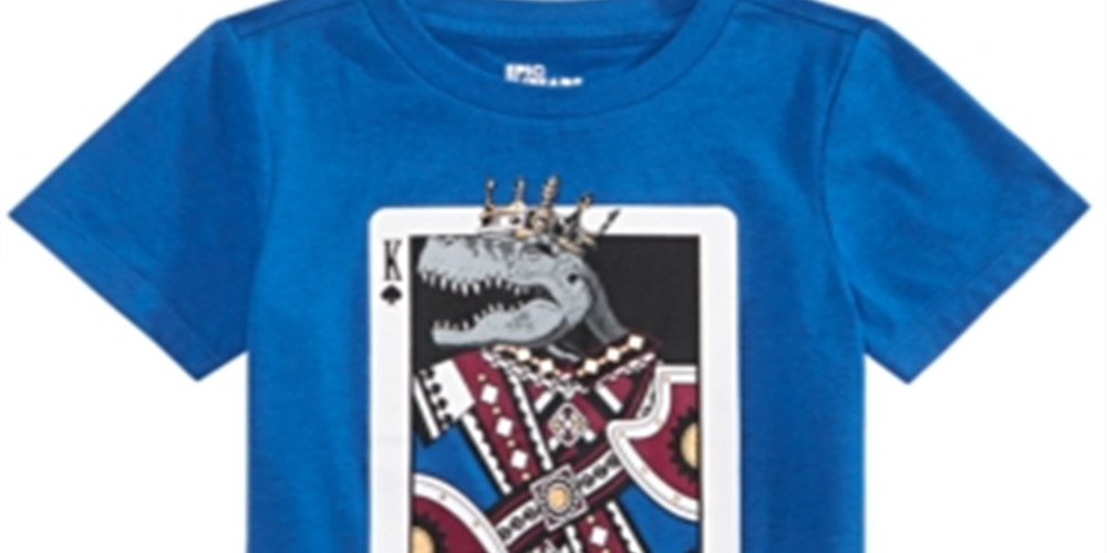 Camiseta infantil Epic Threads Little Boy's King Card, azul, tamanho 7