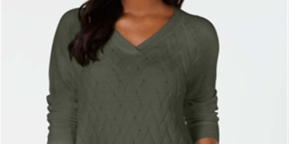 Karen Scott Suéter Feminino Basket Stitch Verde Tamanho P