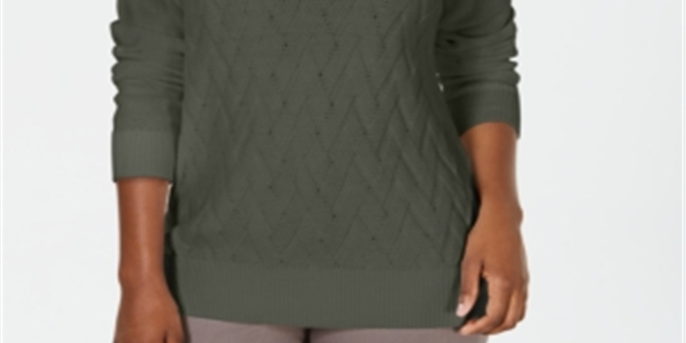 Karen Scott Suéter Feminino Basket Stitch Verde Tamanho P