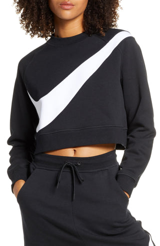 Camiseta Nike Sportswear Swoosh Crew Feminina Preta Tamanho X-S