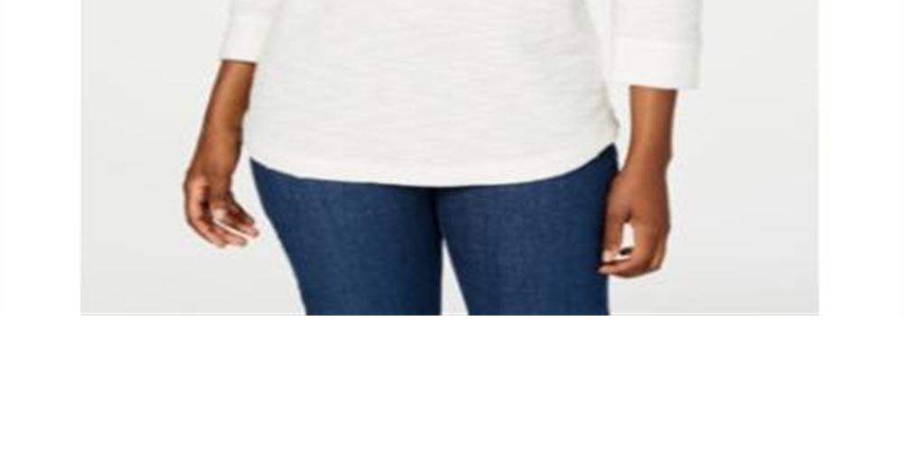 Karen Scott Blusa feminina Space Dye com manga 3/4, branca, tamanho pequeno G