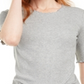 Blusa feminina Maison Jules com decote redondo e manga cotovelo, cinza, tamanho médio