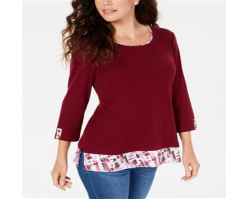Karen Scott Blusa Feminina Estampada Vermelha Tamanho Pequeno P