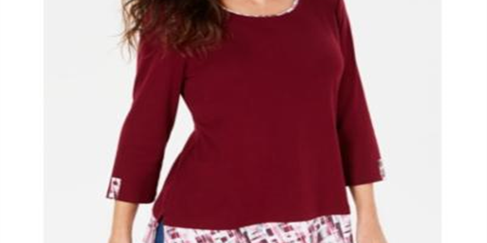 Karen Scott Blusa Feminina Estampada Vermelha Tamanho Pequeno P